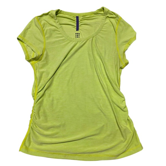 Title Nine Women's Activewear T Shirt Short Sleeve Athletic Top Ruched Green M - Picture 1 of 6